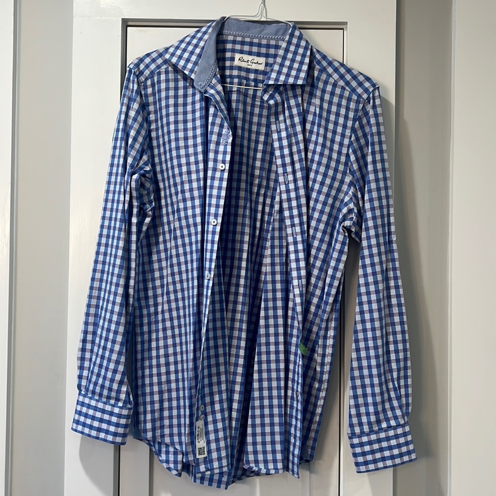 Robert graham purple and blue checkered button down size 41
